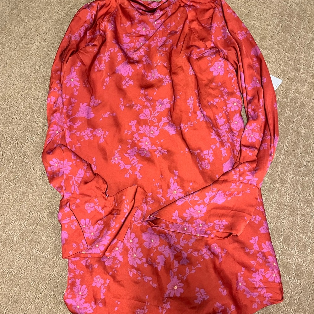 Free People Floral Red and Pink Dress